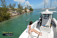swiming on our custom boating charters in Key West