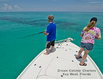 Anglers fishing the bow of Key West boat with Dream Catcher Charters