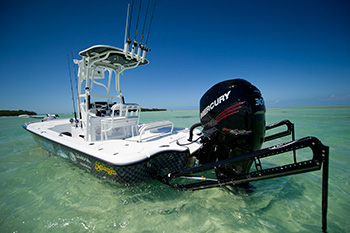Yellowfin 24 Bay boat with tower and power poles