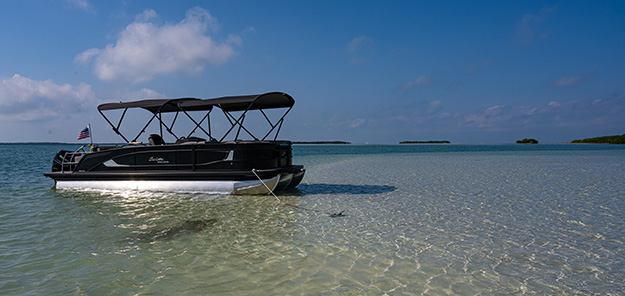 sandbar trips key West. Photo of the Barletta Pontoon boat on a sandbar